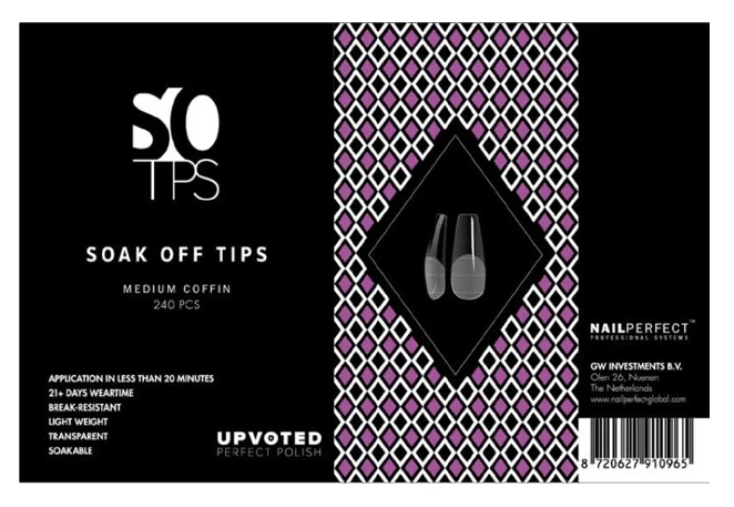 NailPerfect UPVOTED Soak Off Tips Medium Coffin 240st 3 NailPerfect UPVOTED Soak Off Tips Medium Coffin 240st